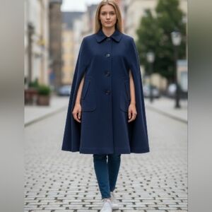 Vintage 100% Wool Blue Cape